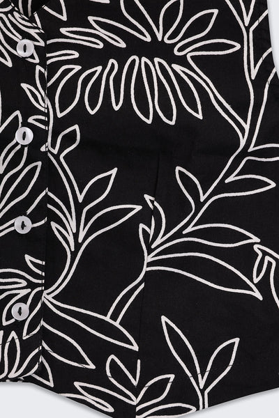 Tweens Girls Regular Fit Black Tropical Co-ord Set