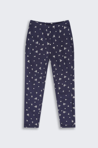 Tweens Girls Regular Fit Navy Printed Legging