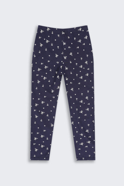 Tweens Girls Regular Fit Navy Printed Legging