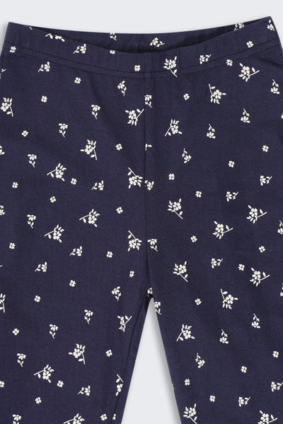 Tweens Girls Regular Fit Navy Printed Legging