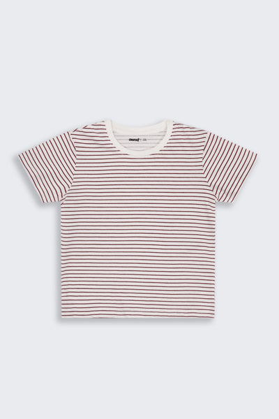 Tweens Girls Regular Fit White Striped T-Shirt