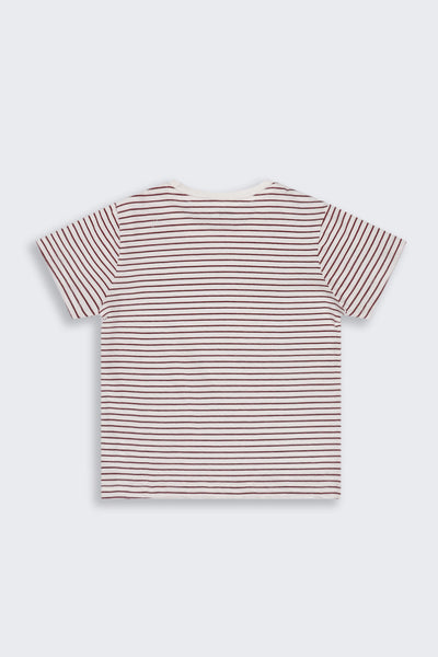 Tweens Girls Regular Fit White Striped T-Shirt