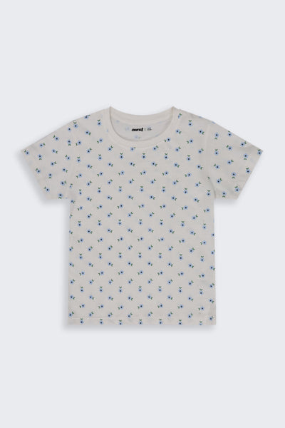 Tweens Girls Regular Fit White Floral T-Shirt