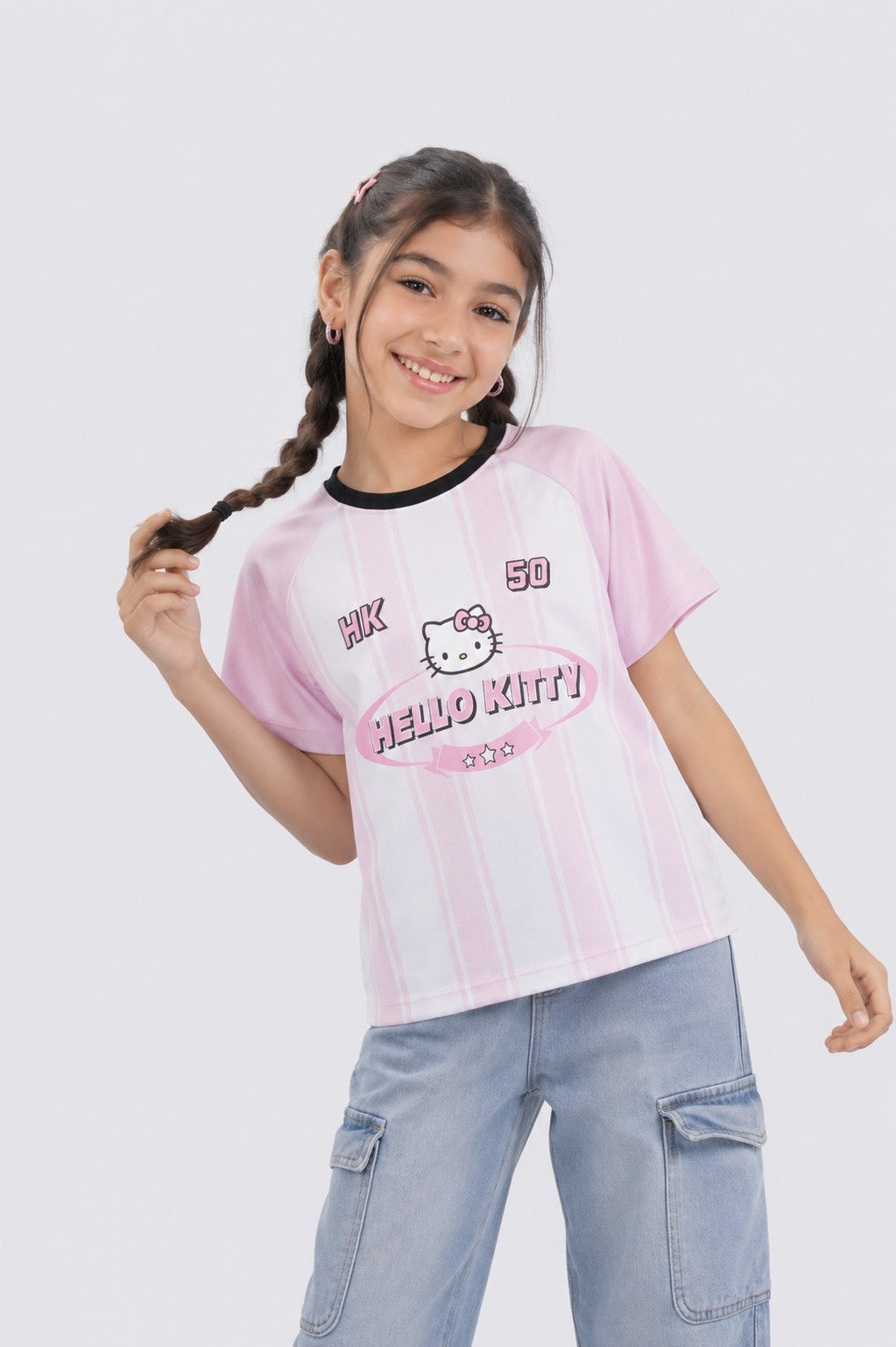 Tweens Girls Boxy Fit Pink Hello Kitty T-Shirt