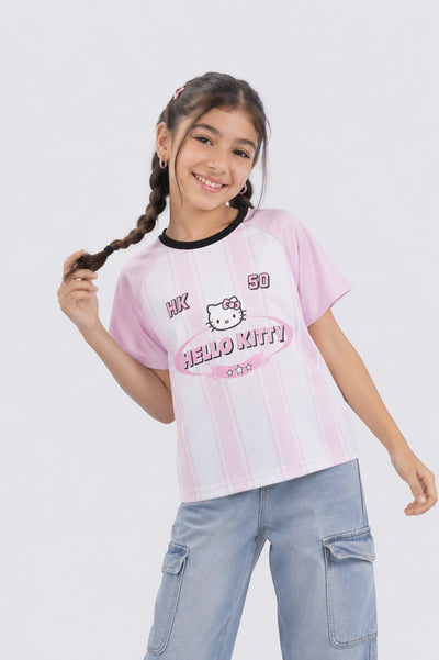 Tweens Girls Boxy Fit Pink Hello Kitty T-Shirt