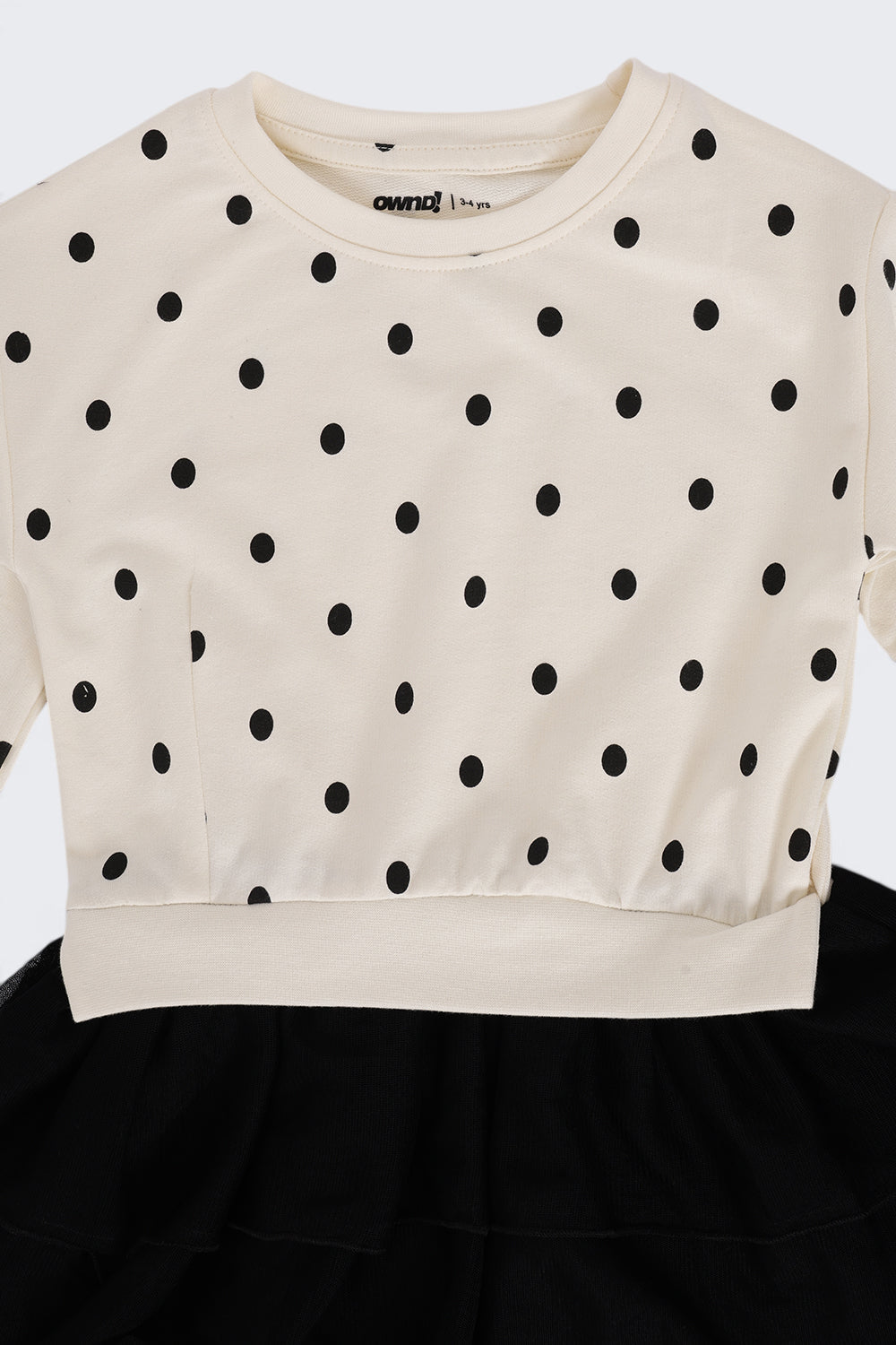 Girls Black Polka Dot Flared Tulle Dress