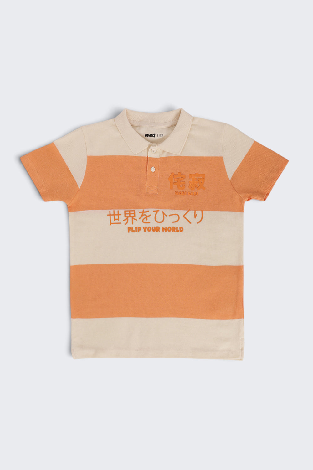 Tweens Boys Regular Fit Orange Striped T-Shirt