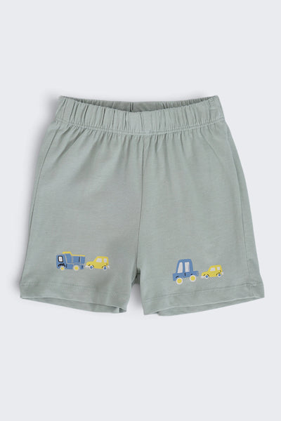 Infant Boys Regular Fit Green Dino Graphic Shorts - Pack of 2