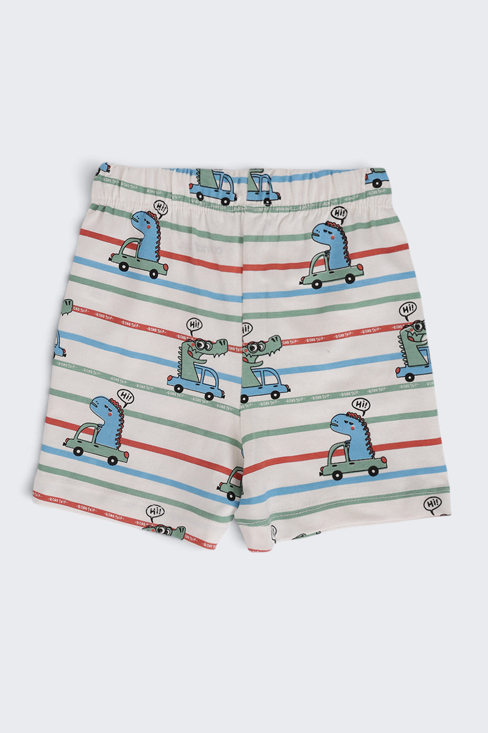Infant Boys Regular Fit Green Dino Graphic Shorts - Pack of 2