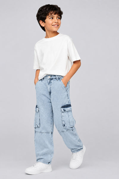 Tweens Boys Light Blue Cargo Jeans