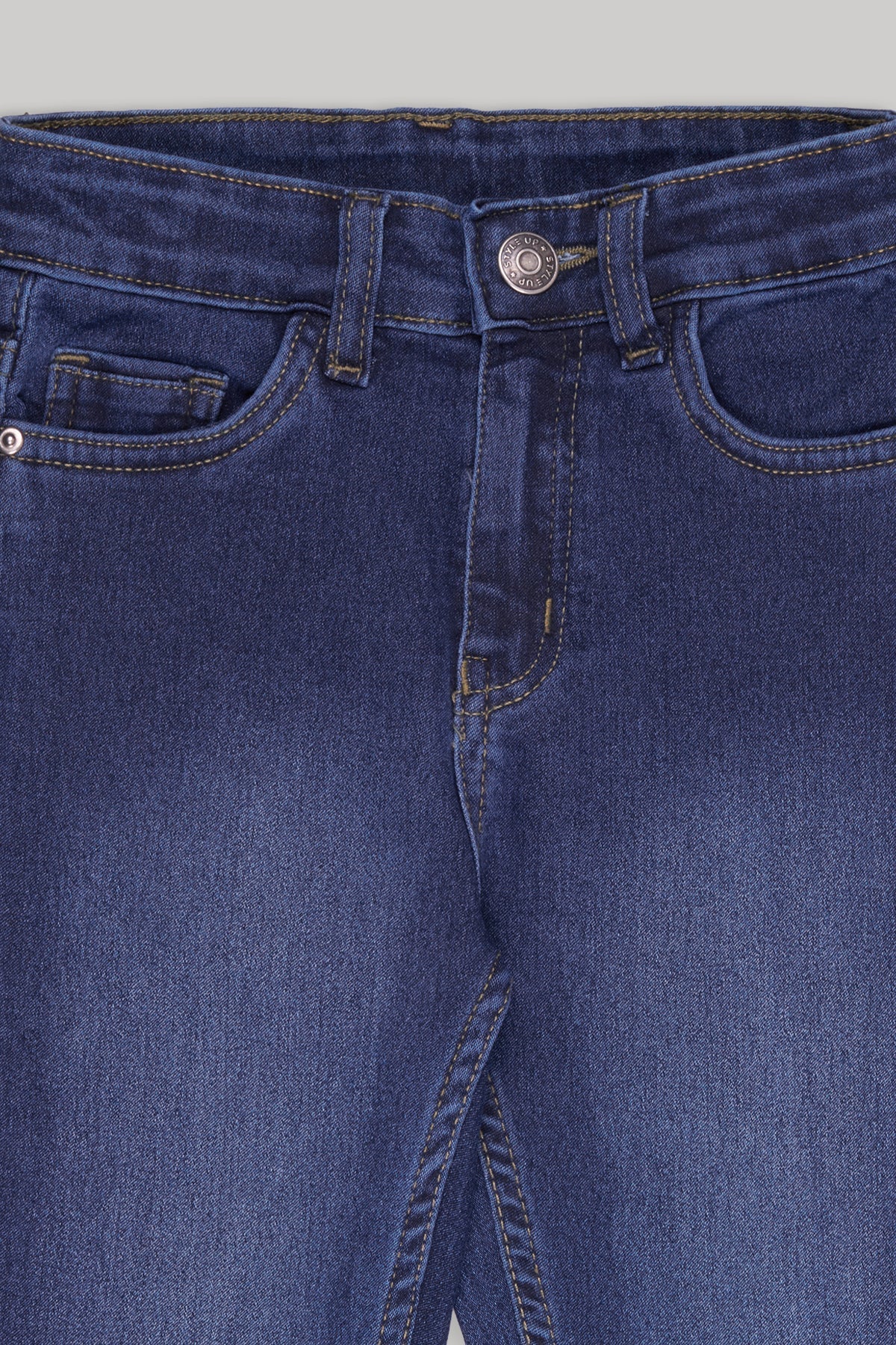 Medium Blue Solid Regular Fit Jeans For Boys