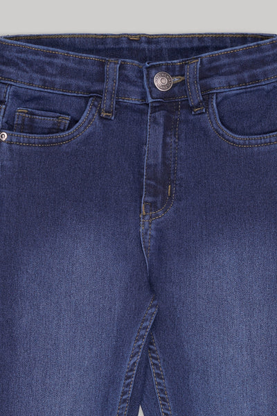Medium Blue Solid Regular Fit Jeans For Boys