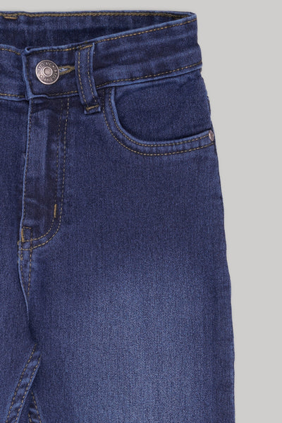 Medium Blue Solid Regular Fit Jeans For Boys