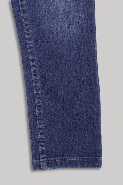 Medium Blue Solid Regular Fit Jeans For Boys