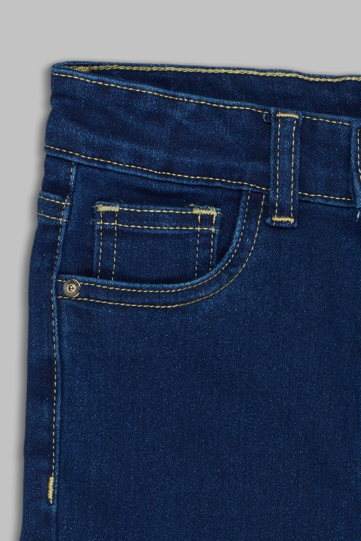 Navy Solid Regular Fit Jeans For Girls
