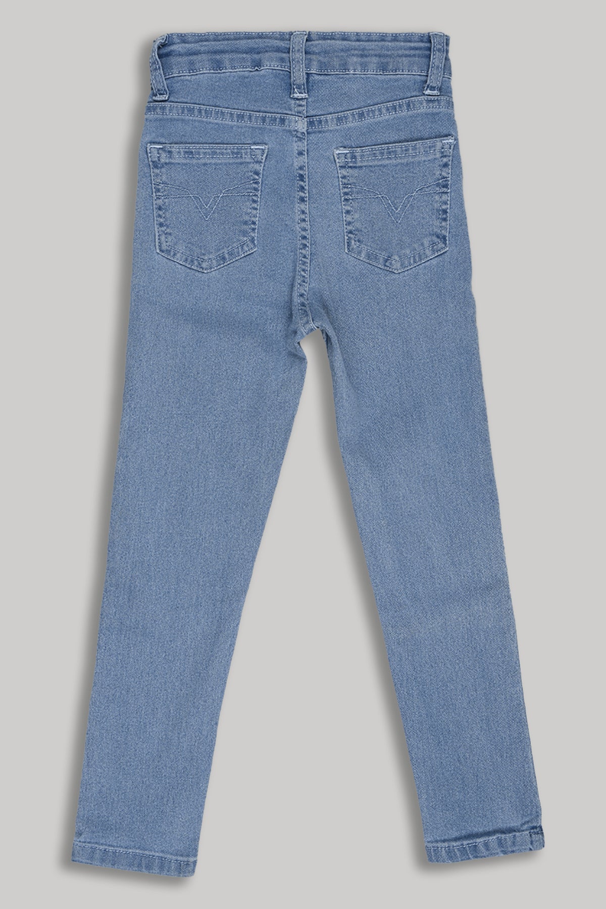 Light Blue Solid Regular Fit Jeans For Girls