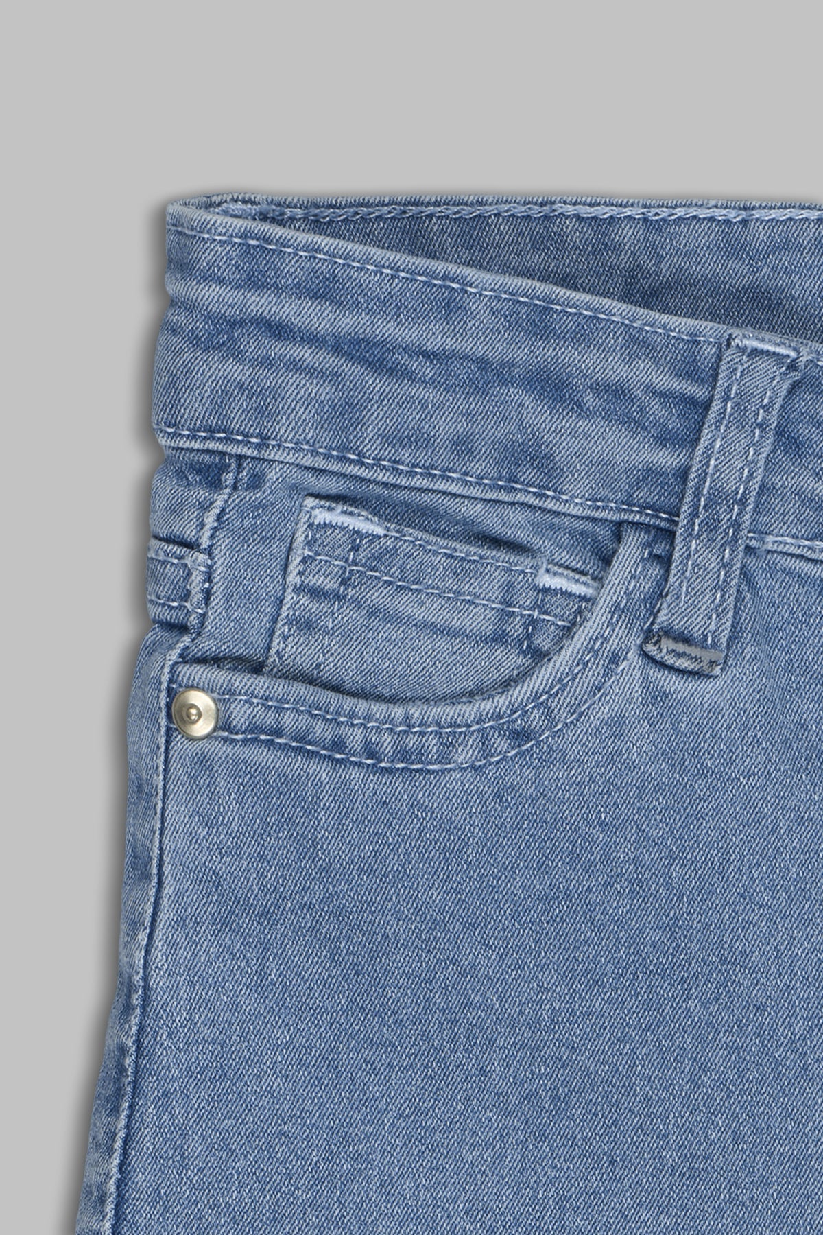 Light Blue Solid Regular Fit Jeans For Girls