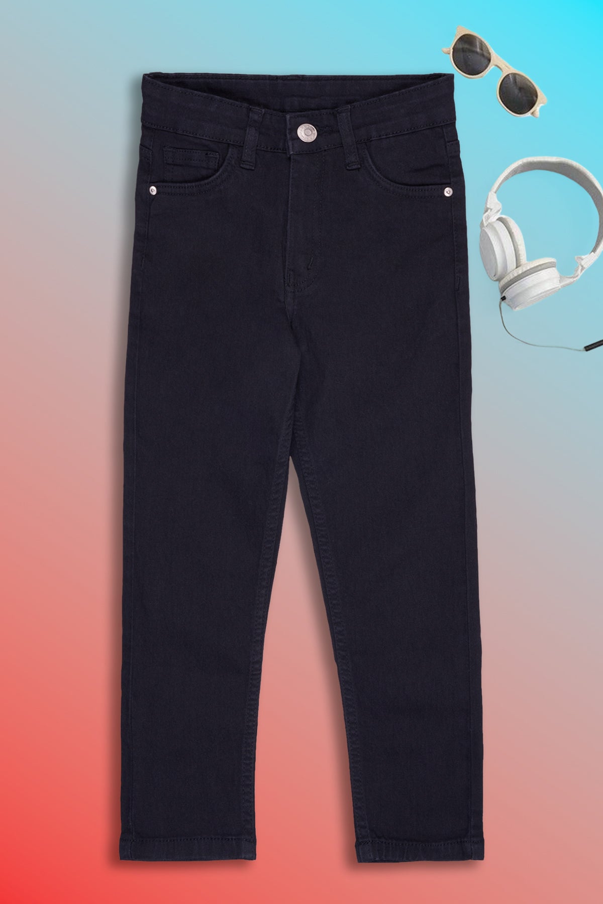 Black Solid Regular Fit Jeans For Girls