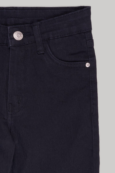 Black Solid Regular Fit Jeans For Girls