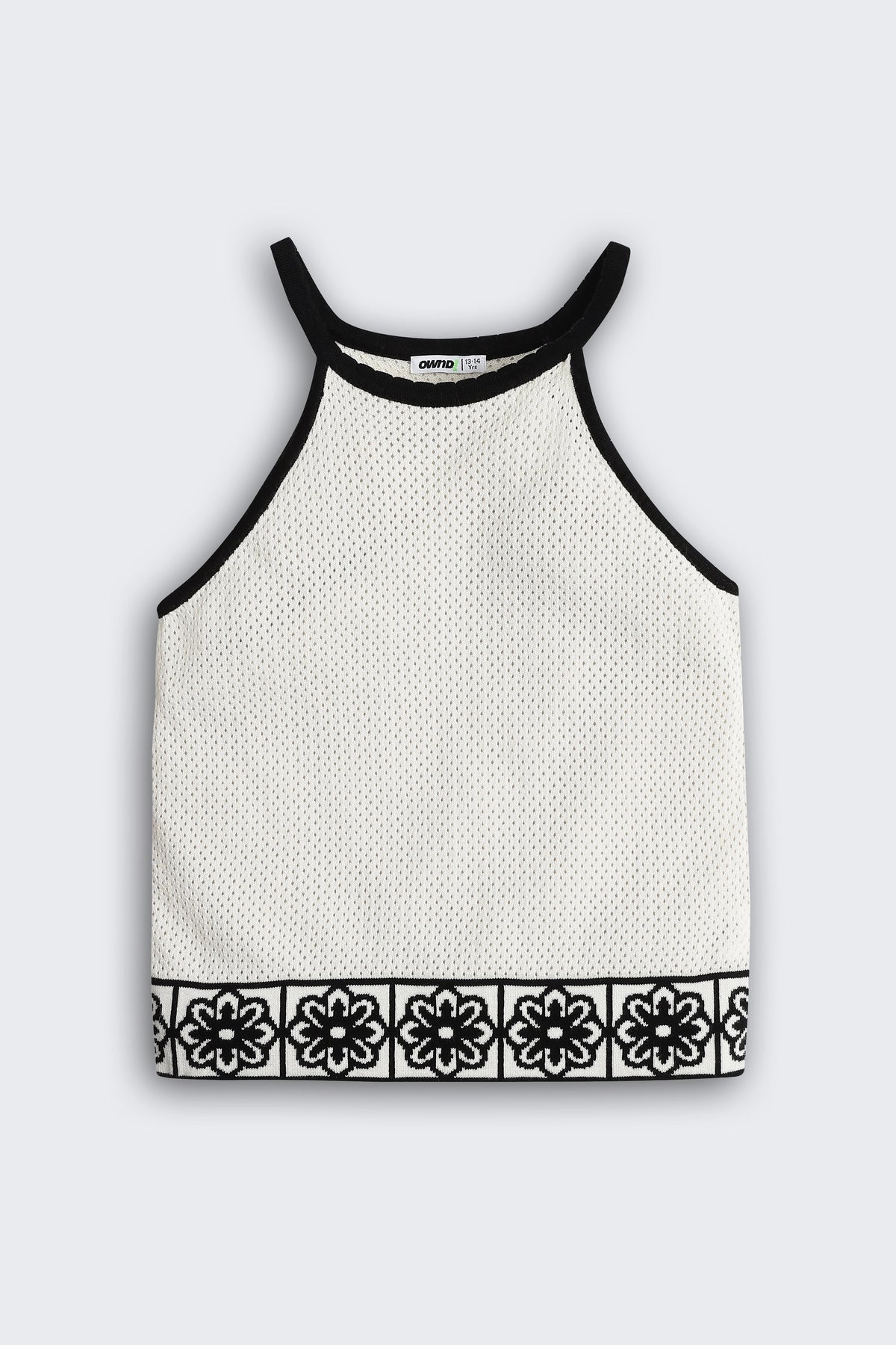 White Self Design Regular Fit Top For Tweens Girls
