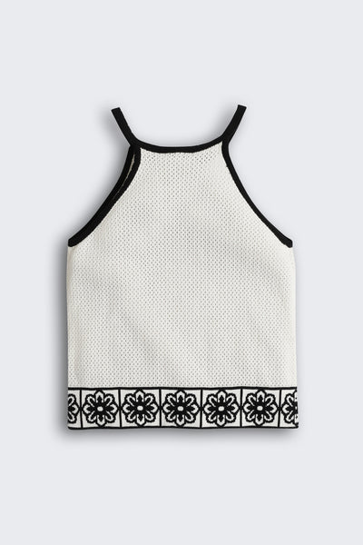 White Self Design Regular Fit Top For Tweens Girls