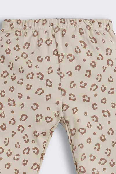 Beige All - Over Printed Regular Fit Co-ord Set For Infant Girls