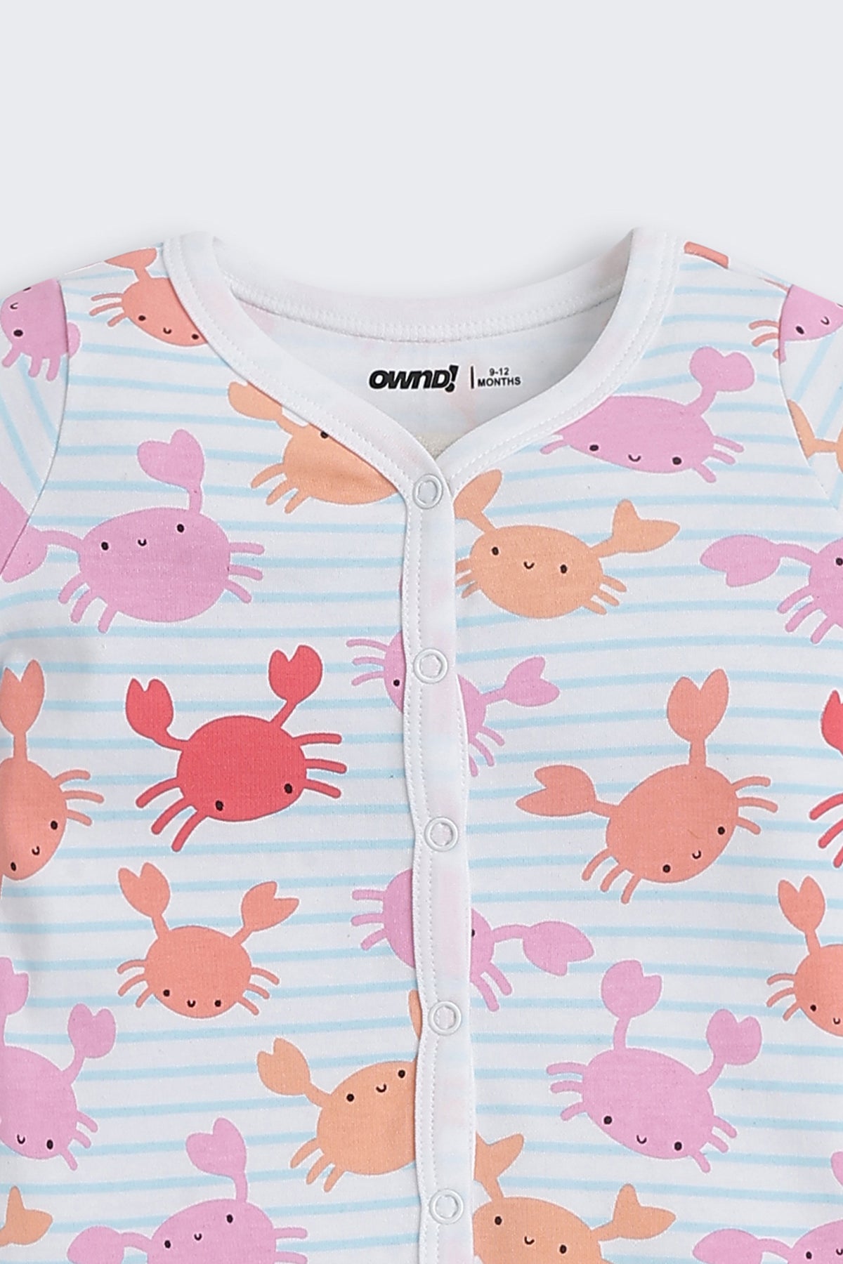 Multi-coloured Crabs Printed Regular Fit Co-ord Set For Infant Girls