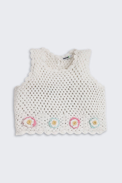 Off White Self Design Regular Fit Top