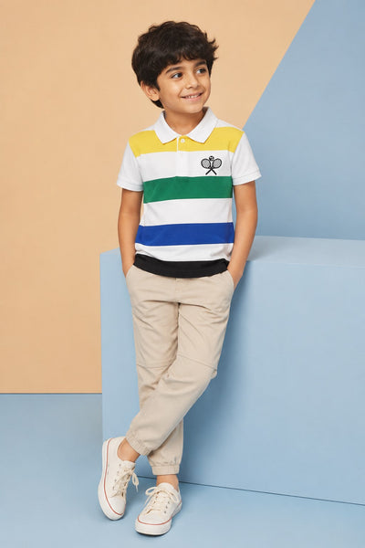 Multi-coloured Chest Printed Regular Fit T-Shirt