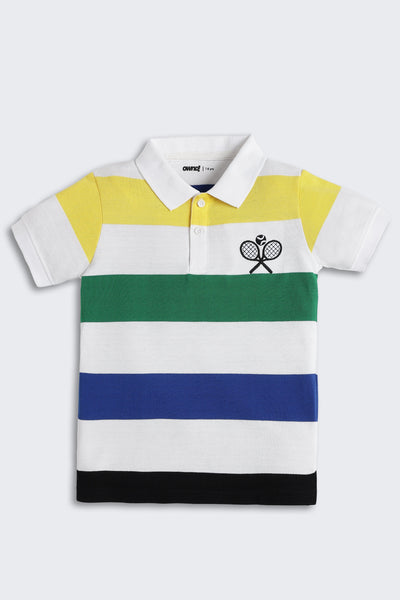 Multi-coloured Chest Printed Regular Fit T-Shirt