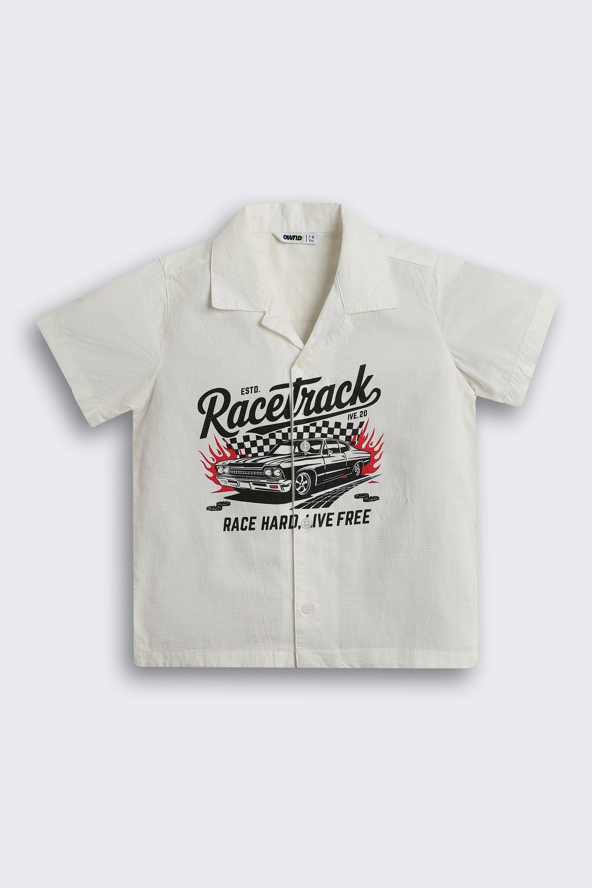 White Graphic Regular Fit Shirt For Boys
