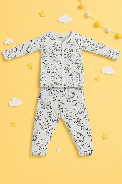 Off White Elephant Graphic Regular Fit Co-ord Set