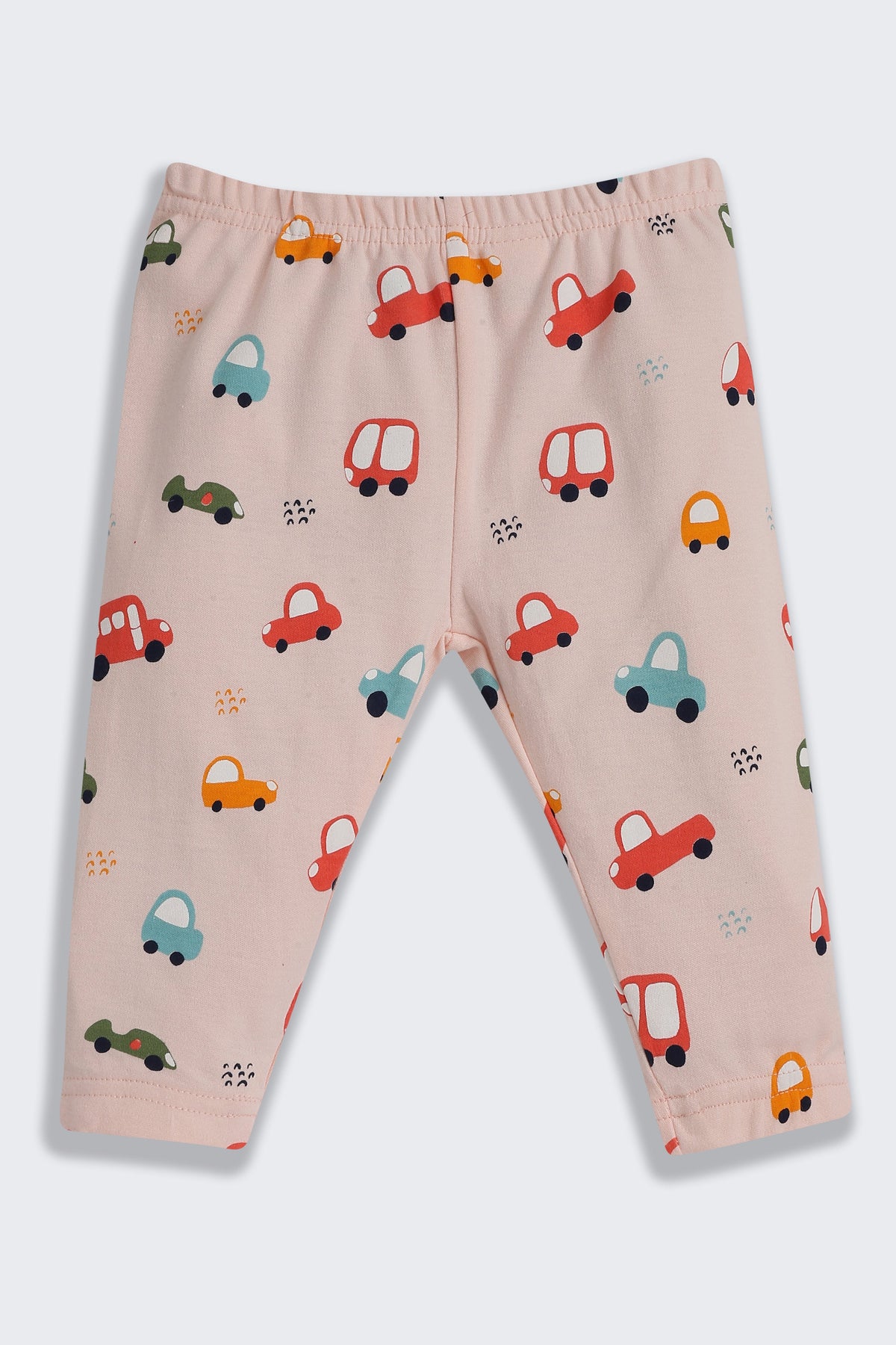 Peach Car Printed Regular Fit Co-ord Set For Infant Boys