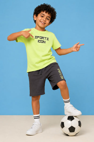 Lime Typographic Regular Fit Co-ord Set