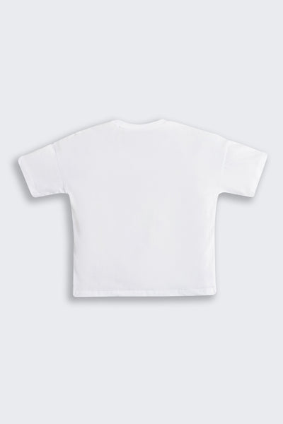White Graphic Printed Regular Fit T-Shirt For Tweens Girls