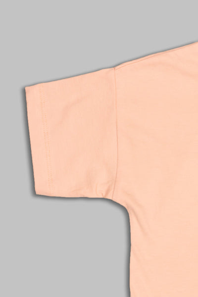 Peach Mermaid Printed Regular Fit T-Shirt For Girls