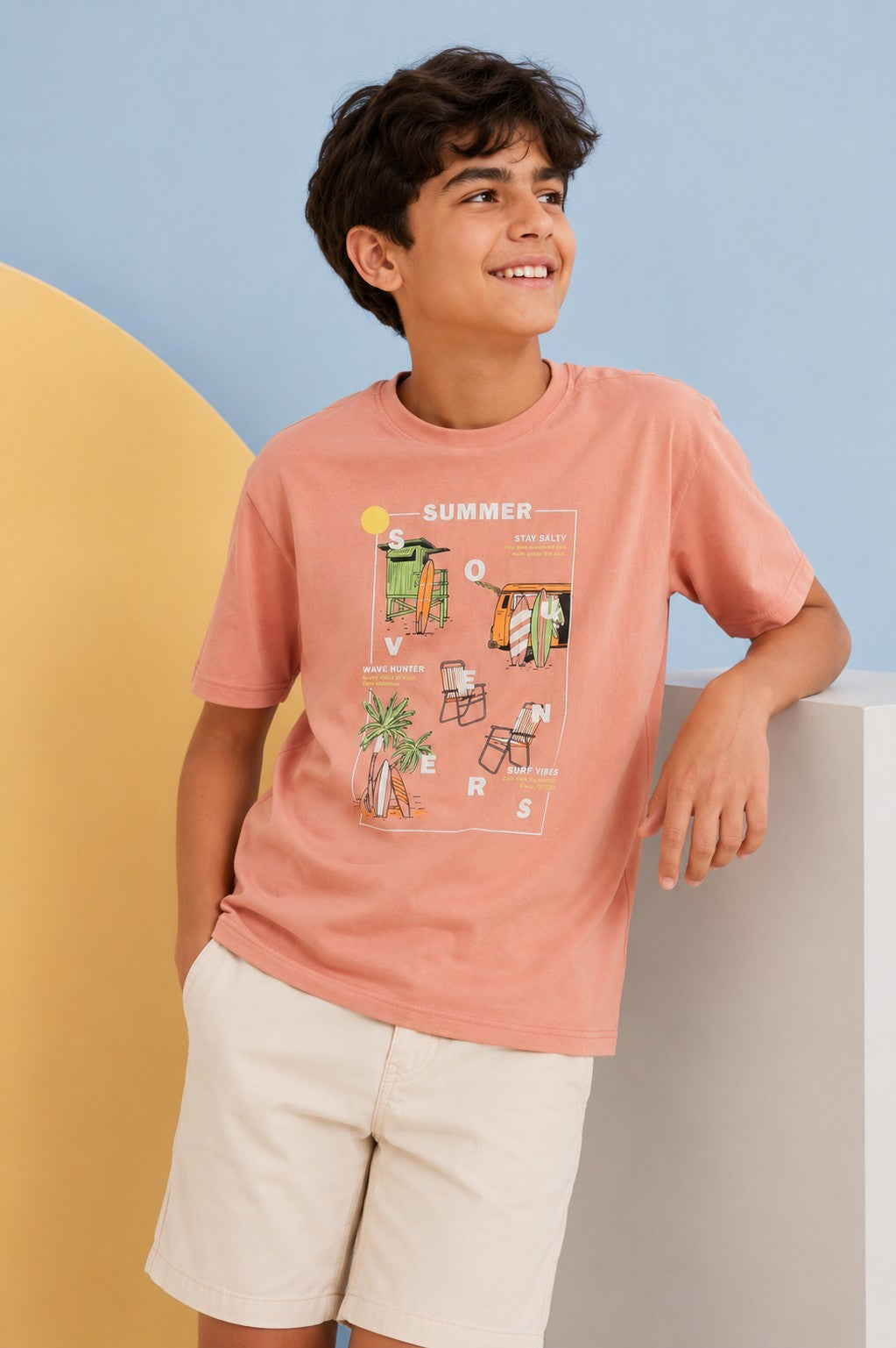 Peach Graphic Regular Fit T-Shirt