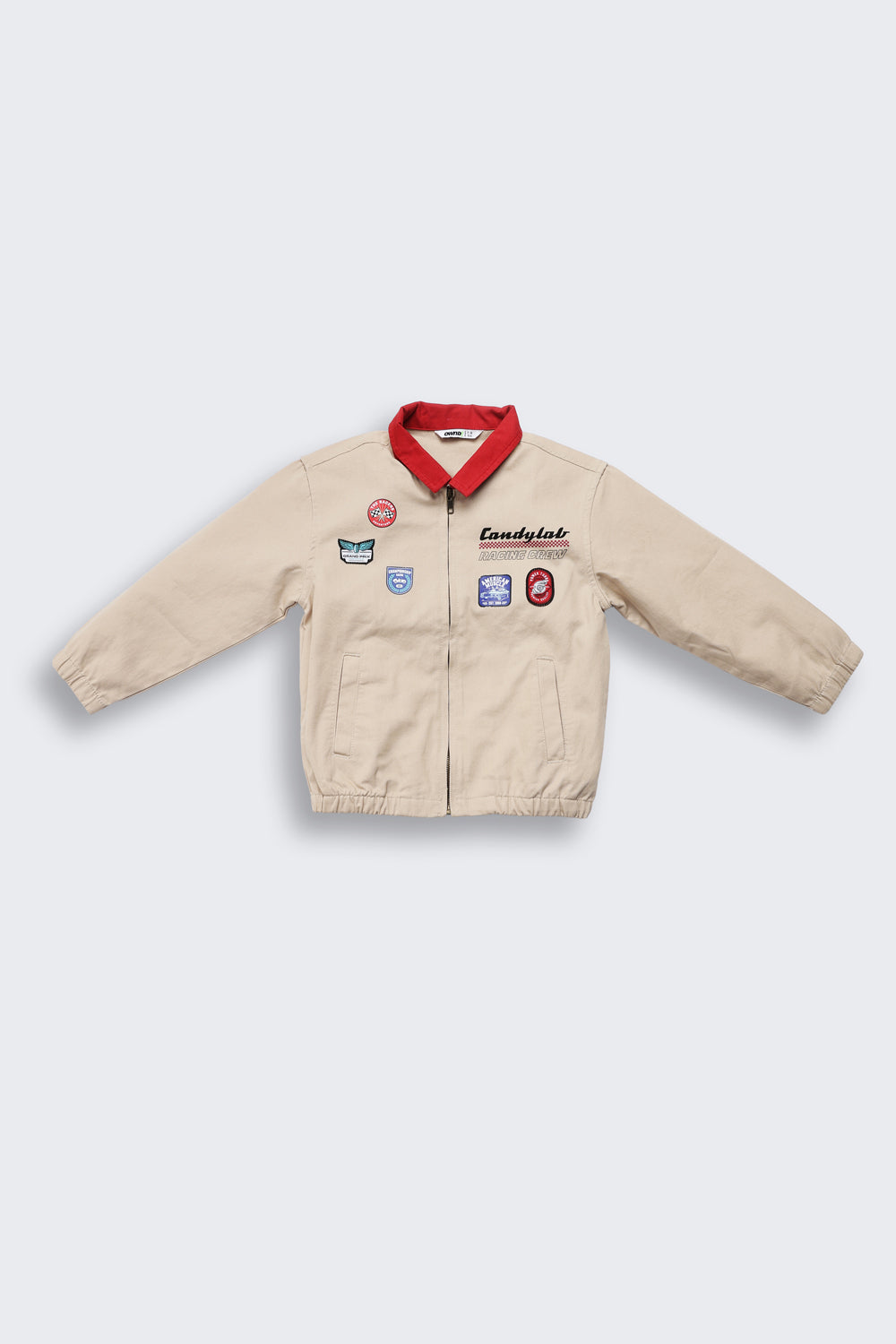 Beige Placement Printed Regular Fit Jacket