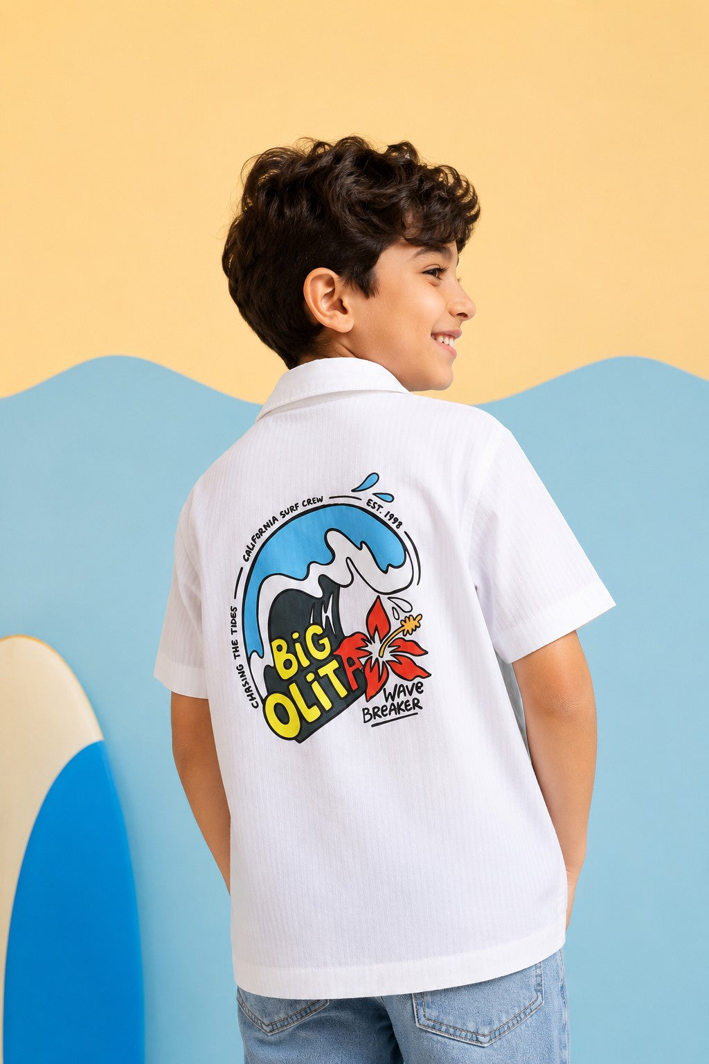White Graphic Printed Regular Fit Shirt