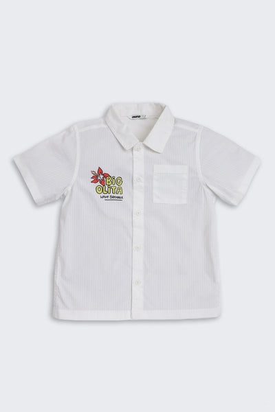 White Graphic Printed Regular Fit Shirt