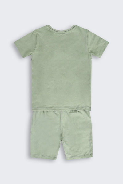 Olive Mickey Mouse Printed Nightwear Set