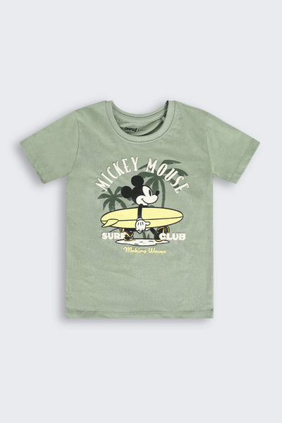 Olive Mickey Mouse Printed Nightwear Set