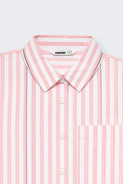 Pink & Yellow Striped Regular Fit Shirt