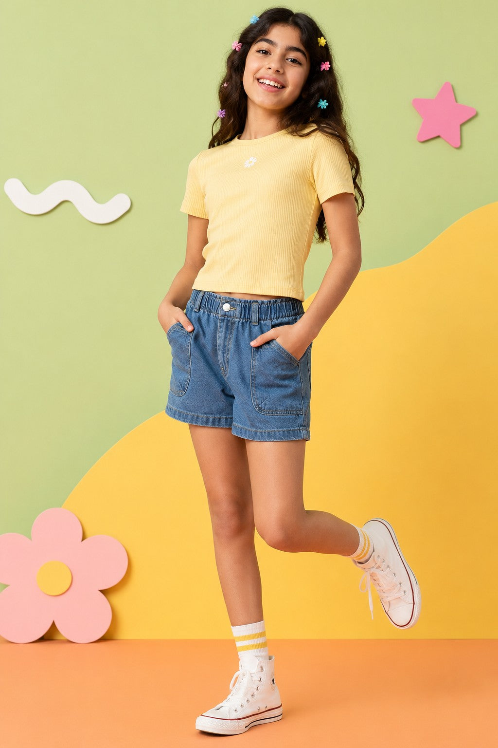 Blue Solid Regular Fit Shorts
