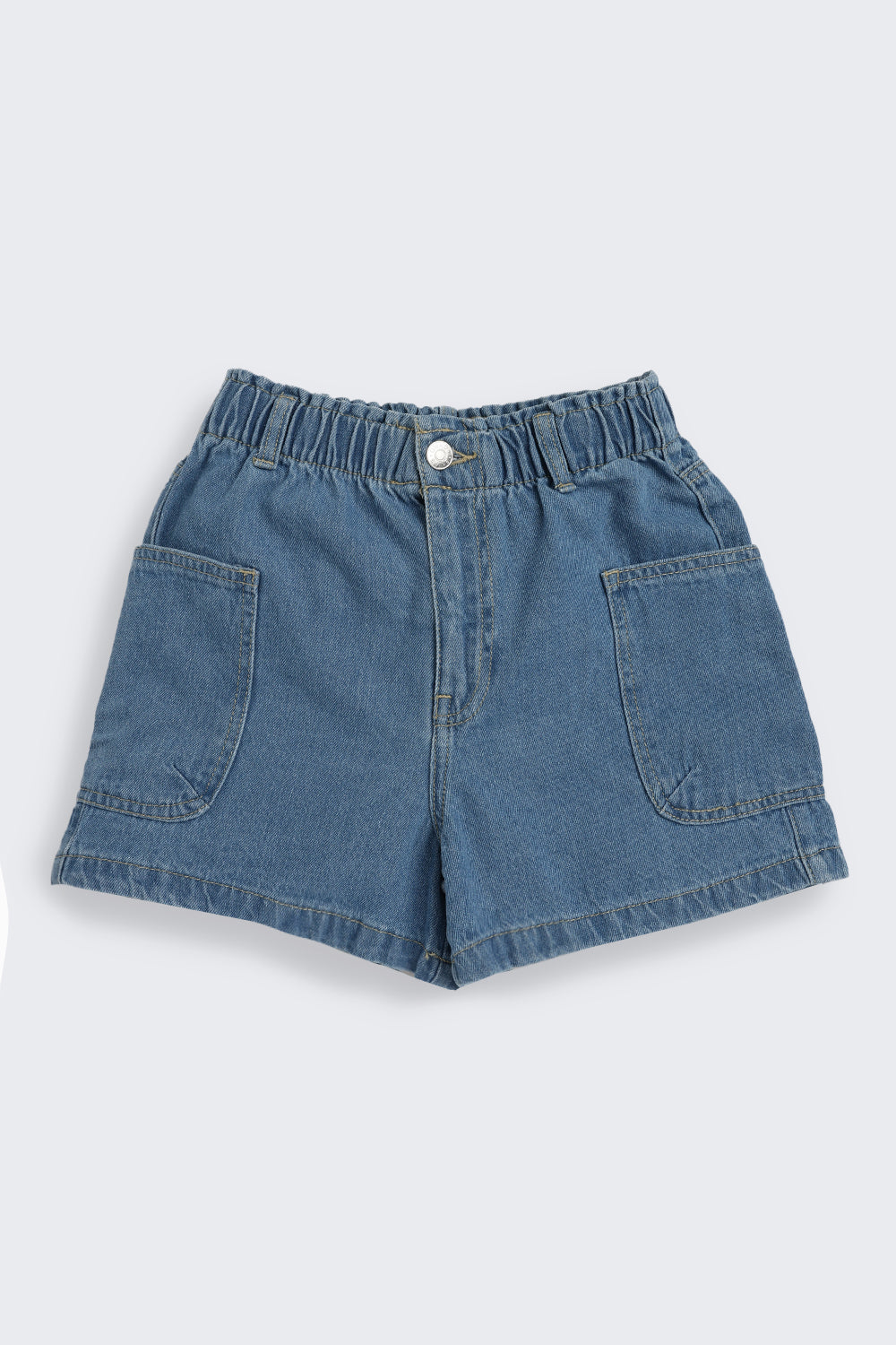 Blue Solid Regular Fit Shorts