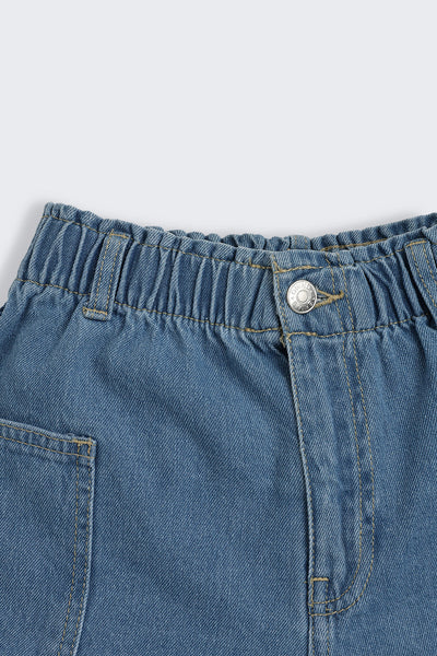 Blue Solid Regular Fit Shorts