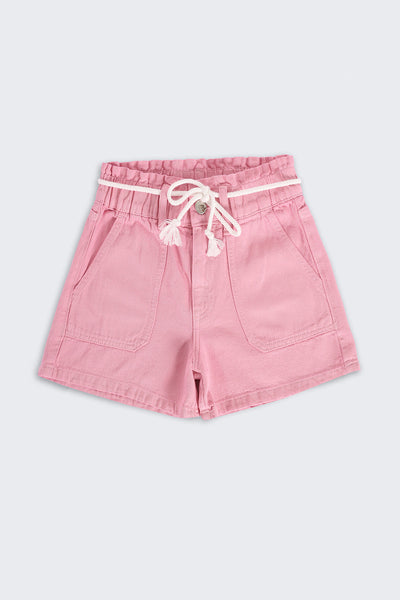 Pink Solid Regular Fit Shorts