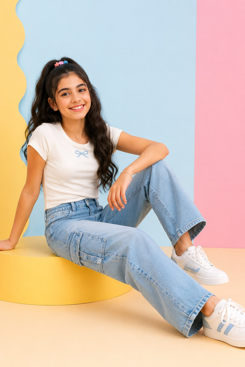 Light Blue Solid Regular Fit Jeans
