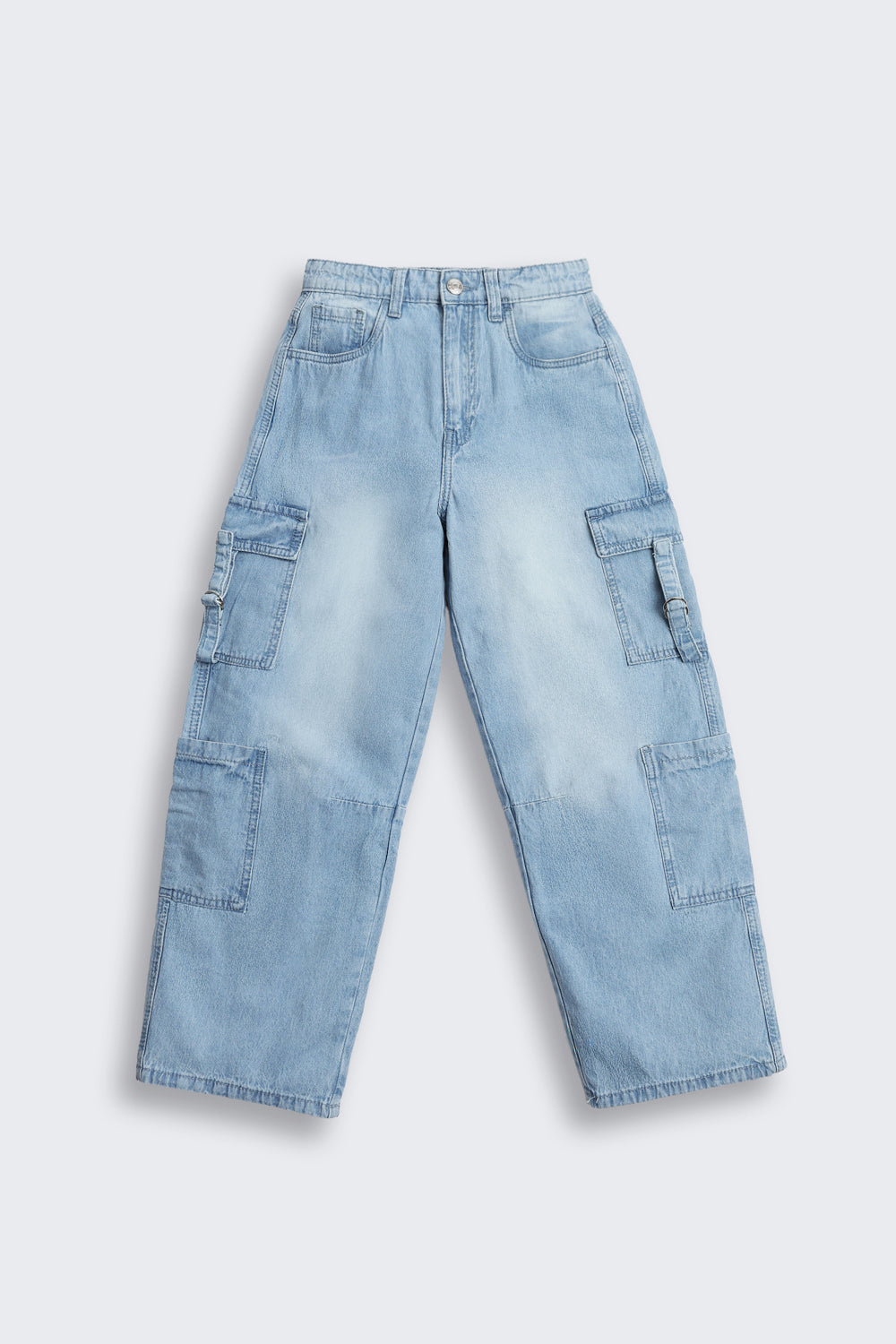 Light Blue Solid Regular Fit Jeans