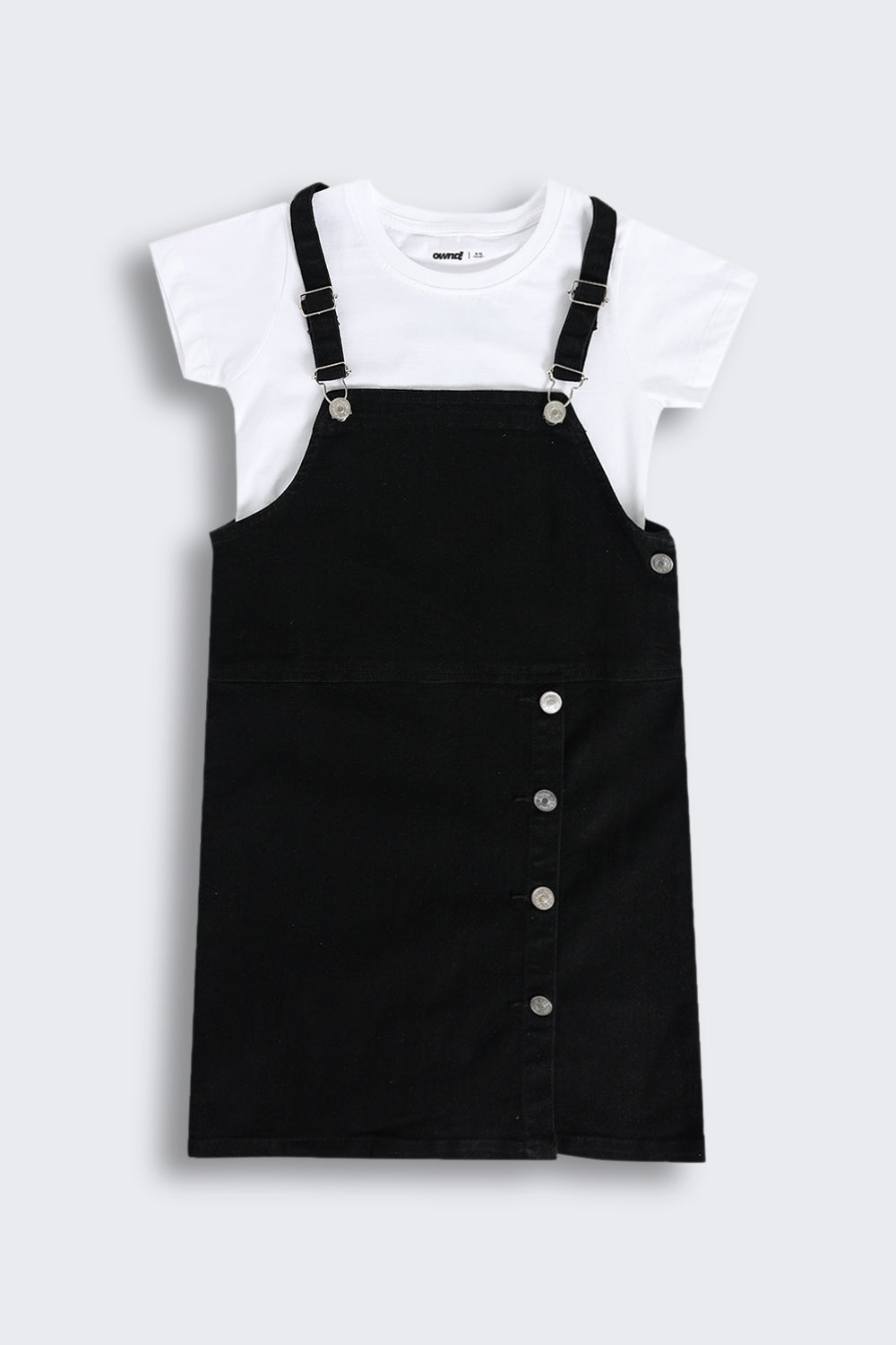 Black Solid Dungaree With T-Shirt